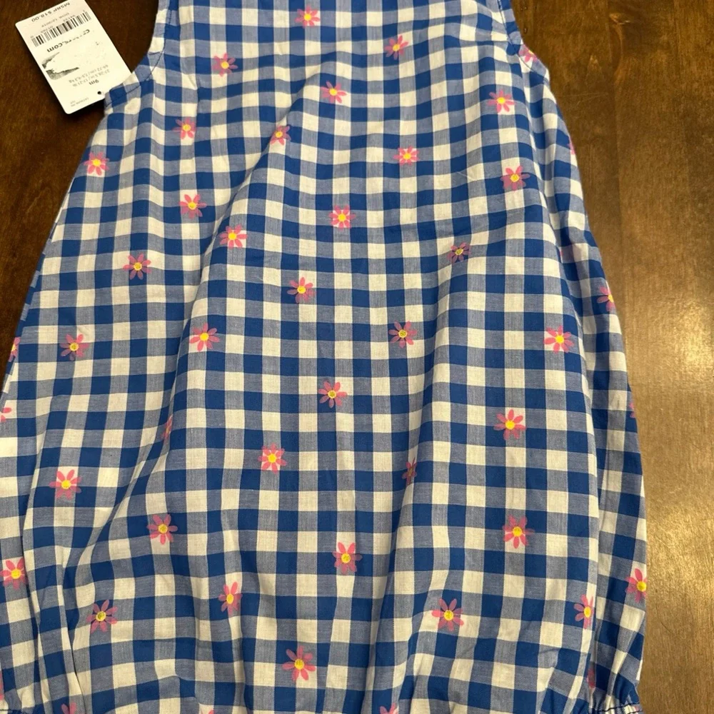 NWT Carter's Gingham Baby Girl Romper Infant Blue 9M Floral Easter‎ Party Garden